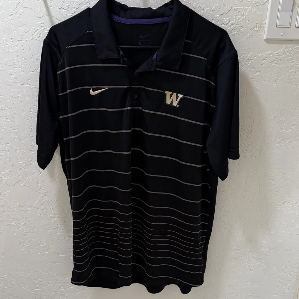 Nike Men's Washington Huskies Black and Gold Polo Shirt - XL